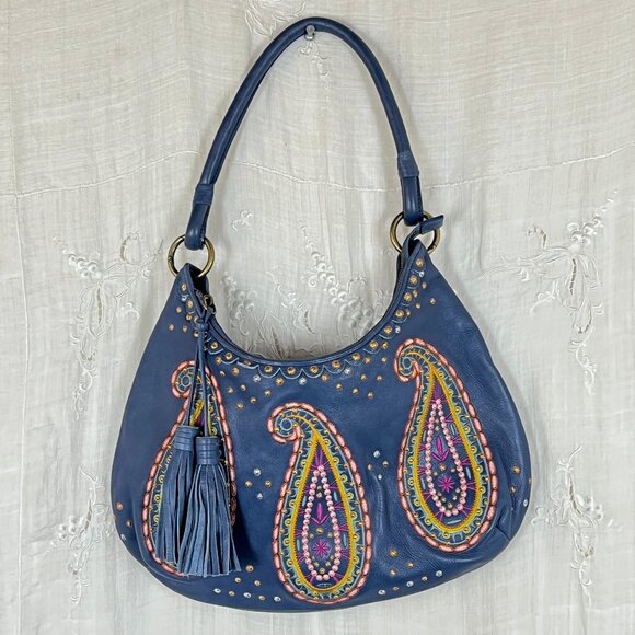 Isabella Fiore Hobo Leather Embroidered Bag 🎉3X Host Pick🎉 - Picture 2 of 16